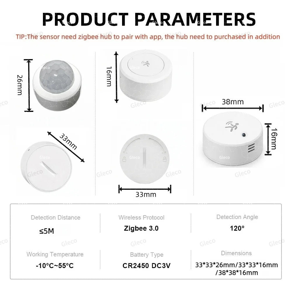 Zigbee 24G MMWave Human Presence Sensor Microwave Radar Occupancy Motion Detector Smart Home Works with Zigbee2MQTT TUYA APP