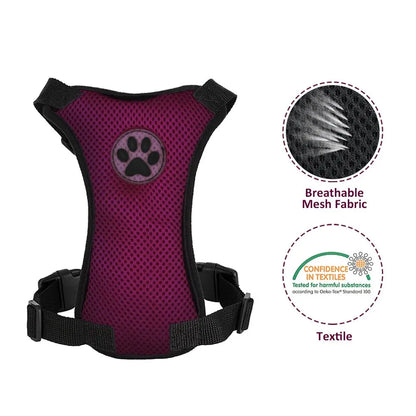 Dog Safety Vest Harness with Seatbelt, Dog Car Harness Seat Belt Adjustable Pet Harnesses Double Breathable Mesh Fabric with Car