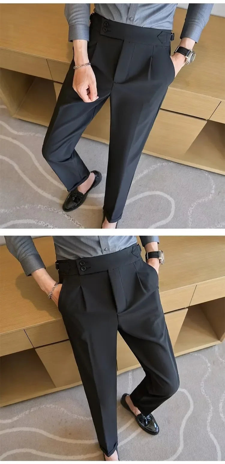 Business Casual Men's Suit Pants Breathable Versatile Korean Style Lightweight Luxury West Pants for Office Work Slim Fit
