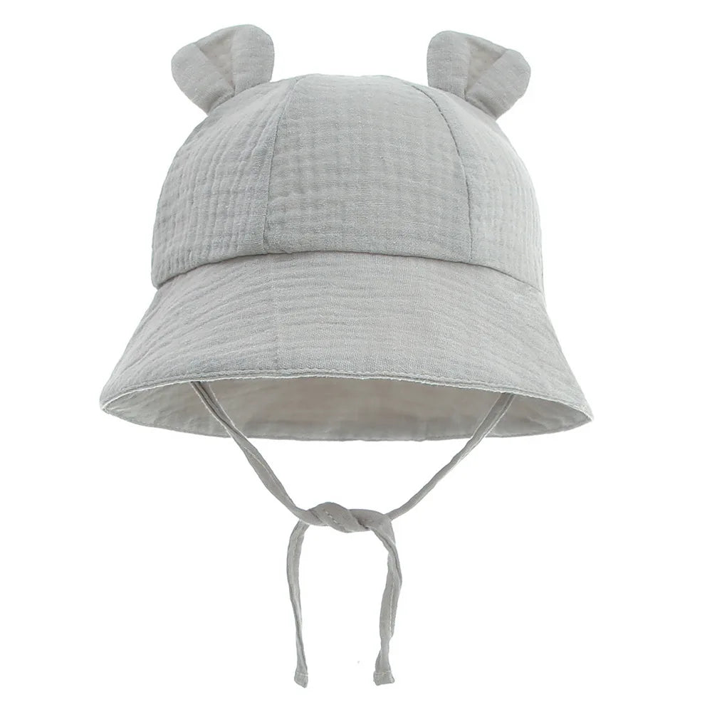 Baby Cotton Sun Hat New Children Outdoor Rabbit Ear Beach Caps Boy Girl Print Panama Hat Unisex Beach Bucket Hat For 3-12 Months