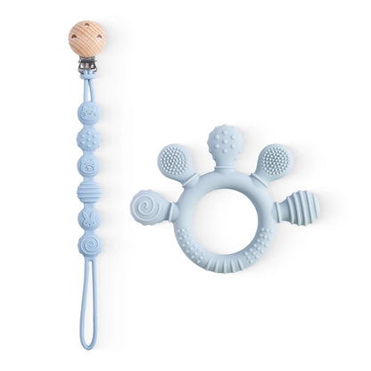 BPA-Free Baby Silicone Teether Sensory Toy Food-Grade Chewable Toy Teething Ring Easy-Grip Infant Teething Toy Newborn Gift