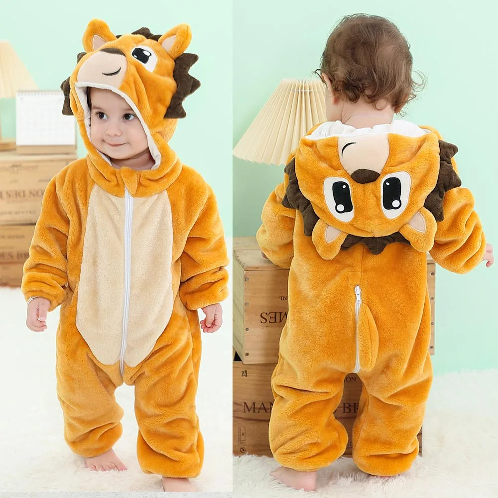 Baby Clothes Winter Pajamas Flannel Thermal Pijamas for Toddler Kids Boys Girls Squirrel Cow Onesies Infant Jumpsuit Pyjamas