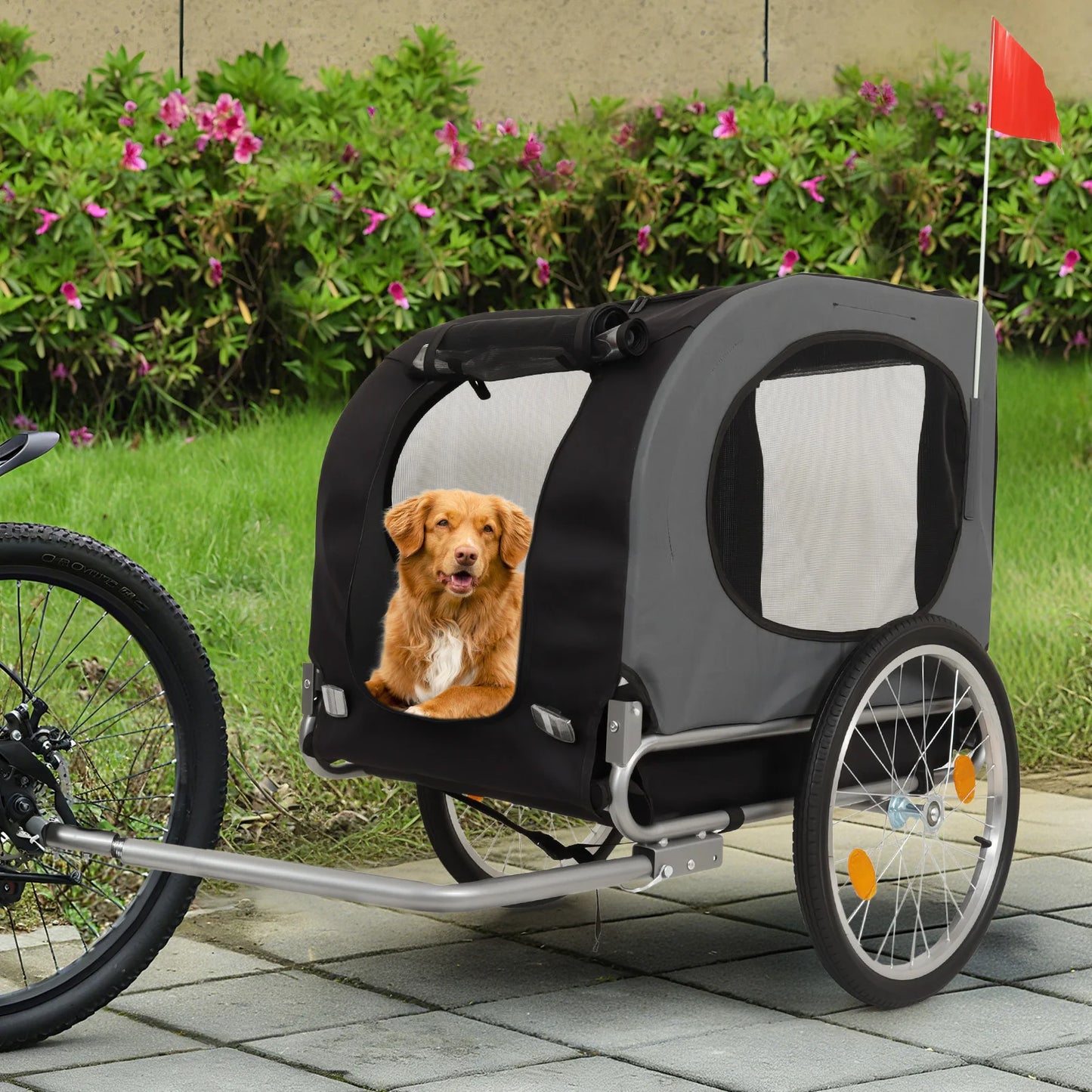 Heavy Duty 2-in-1 Dog Bike Trailer & Jogging Stroller for Medium/Large Dogs - 88 Lb/40 kg, Ventilated Waterproof Cabin, Collapsible Steel Frame, Quick-Release Wheels, All-purpose Hitch (20-29' Bikes)