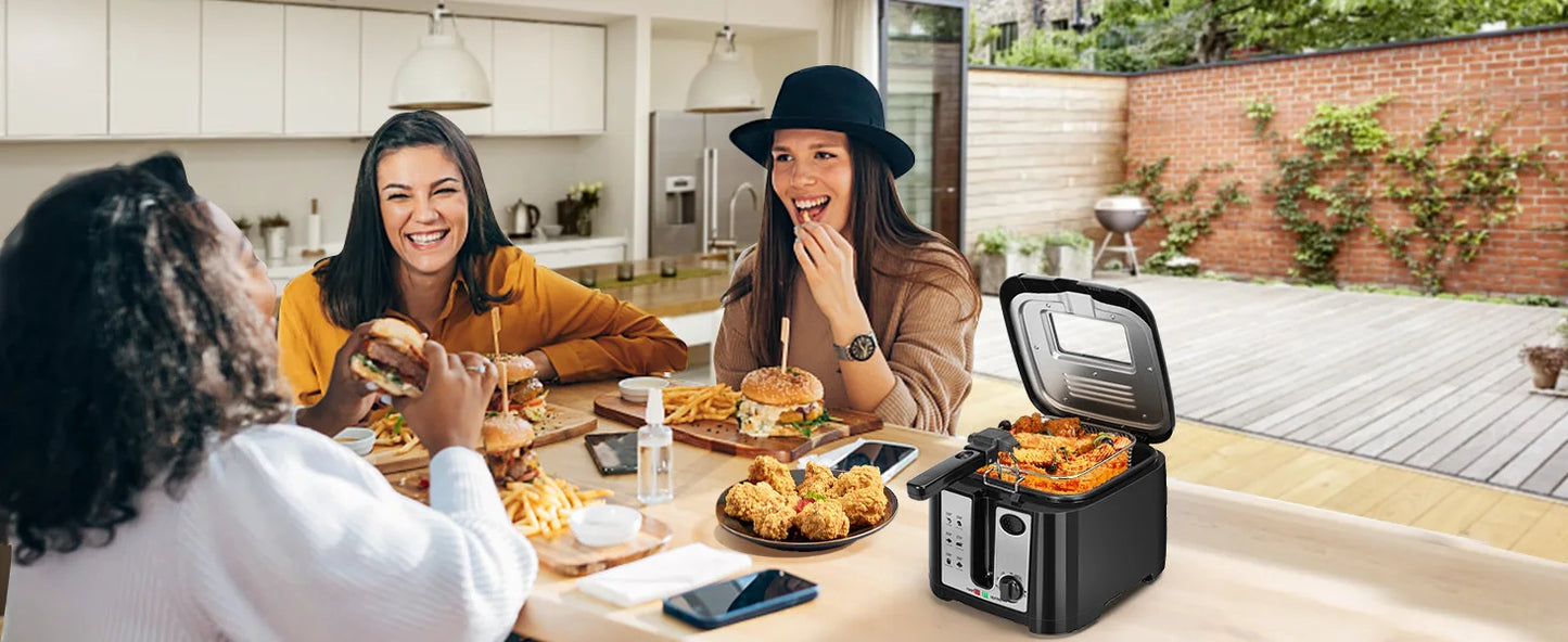 Aigostar gruzdintuvė, 2,5 l talpos, 1650 W, be BPA, su permatomu langu, temperatūros reguliavimu ir ekranu, juoda