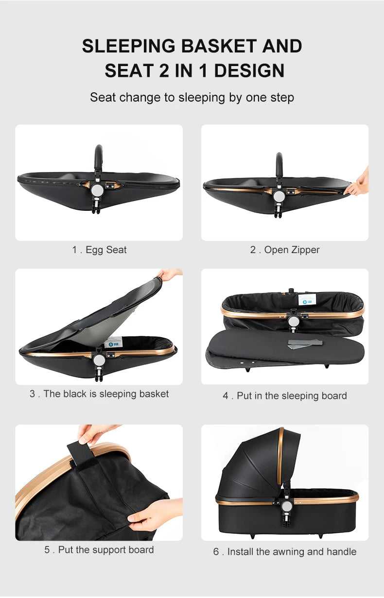 Baby pram Lightweight stroller Baby carriage PU 3in1 stroller Baby stroller 3-in-1 Baby carriage strollers for baby light carts
