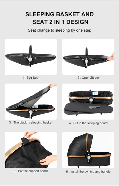 Baby pram Lightweight stroller Baby carriage PU 3in1 stroller Baby stroller 3-in-1 Baby carriage strollers for baby light carts
