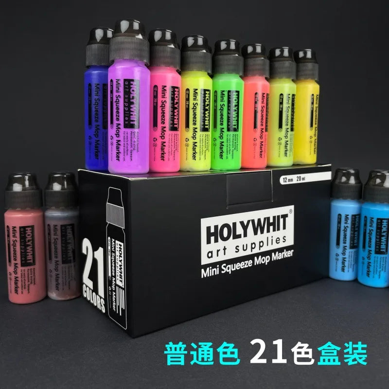 20ml Mini Graffiti Flow Pen Paint Signature Pen Round Tip Waterproof Marker With Ink Art Supplies Fluorescent Painting Writing