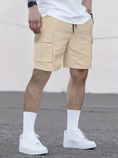 Men's work shorts; summer comfort; multi-pocket; outdoor leisure sport beach pants; elastic waistband