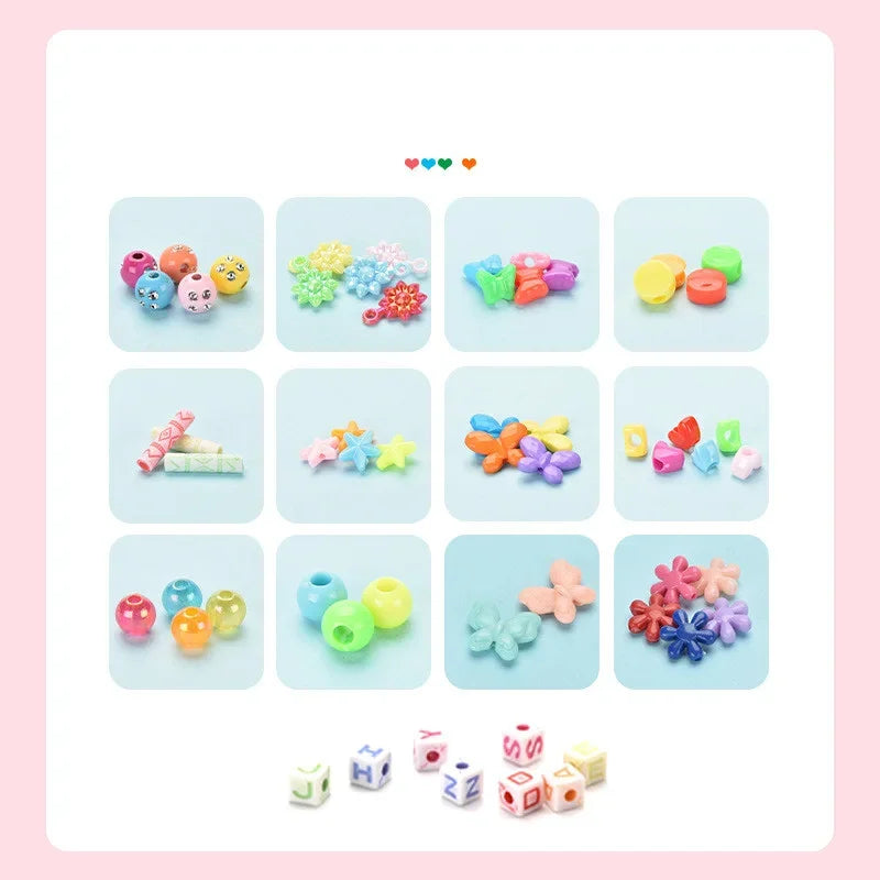 Girls DIY Bead Set Jewelry Making Kit for Kids Girl Pearl Beads for Bracelets Rings Necklaces Creativity Kits Art Craft Toy