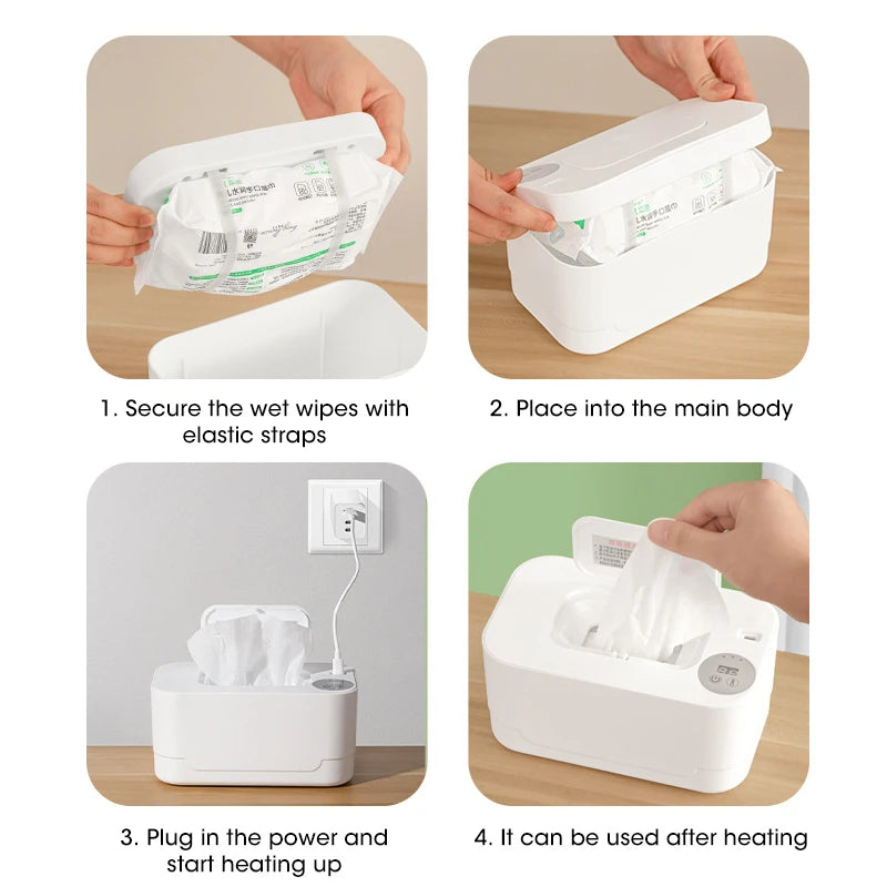 LED Display Baby Wipe Warmer Heater Wet Towel Dispenser Portable USB Charge Baby Wipe Warmer Napkin Heating Box Home/Car Use
