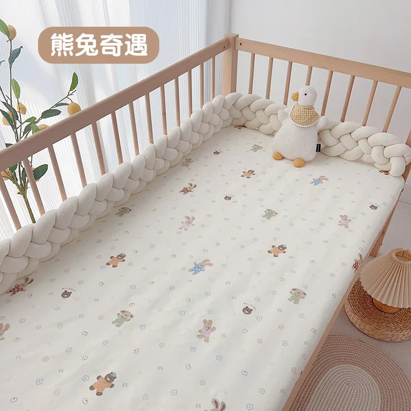 1pcs 130*70CM Breathable Cotton Fitted Crib Sheets for Baby Crib Mattress Cover Soft Bedding Set of Solid Color Infant Bed Sheet