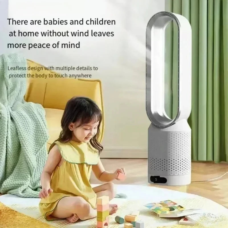 Smart Bladeless Fan with Remote Control 8 Wind Speeds Intelligent Timing 90° Oscillation Quiet Air Cooler for Home Bedroom