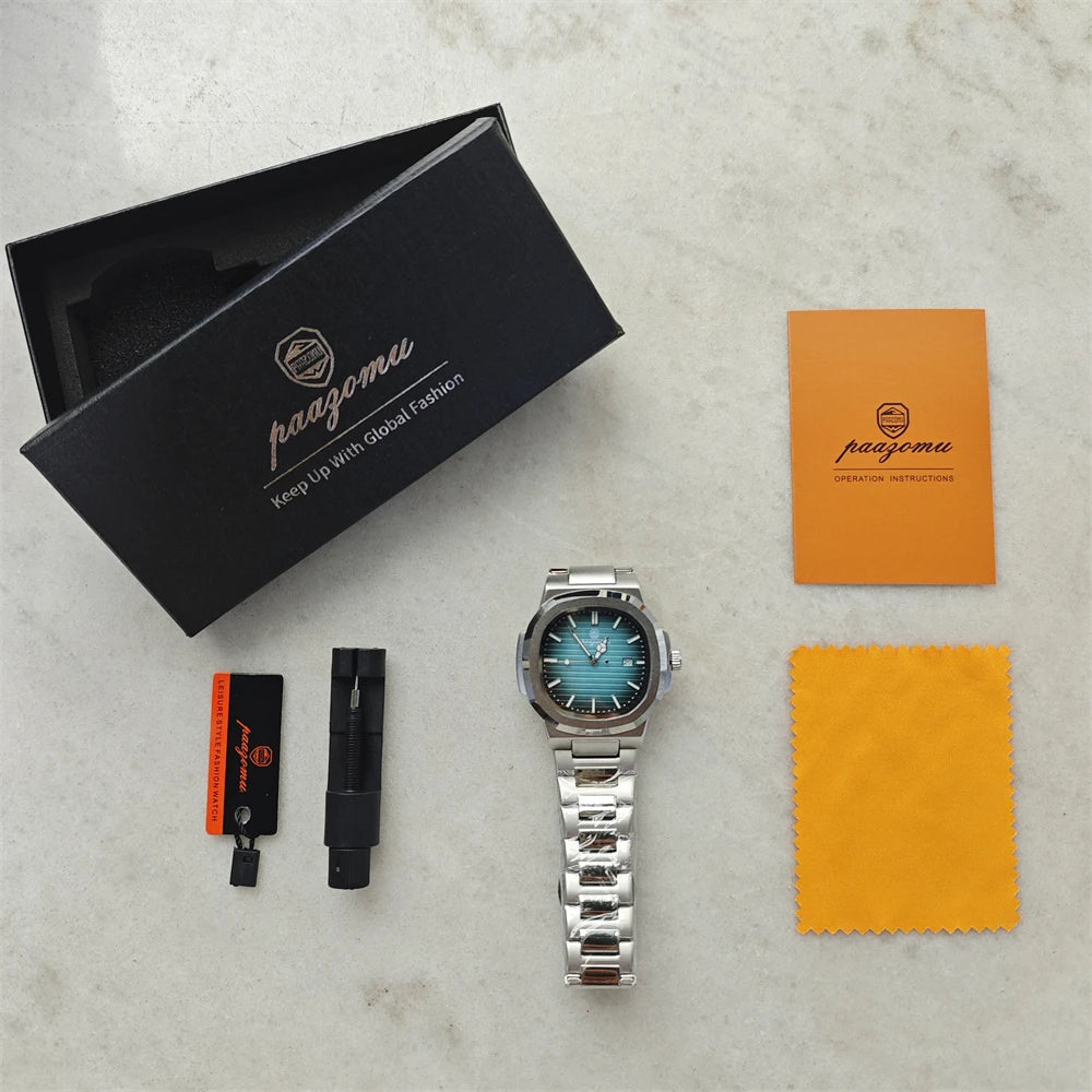 PAAZOMU Top Luxury Brand Man Watch Sports Waterproof Luminous Date Men Wristwatch Square Dial Quartz Men's Watches High Quality