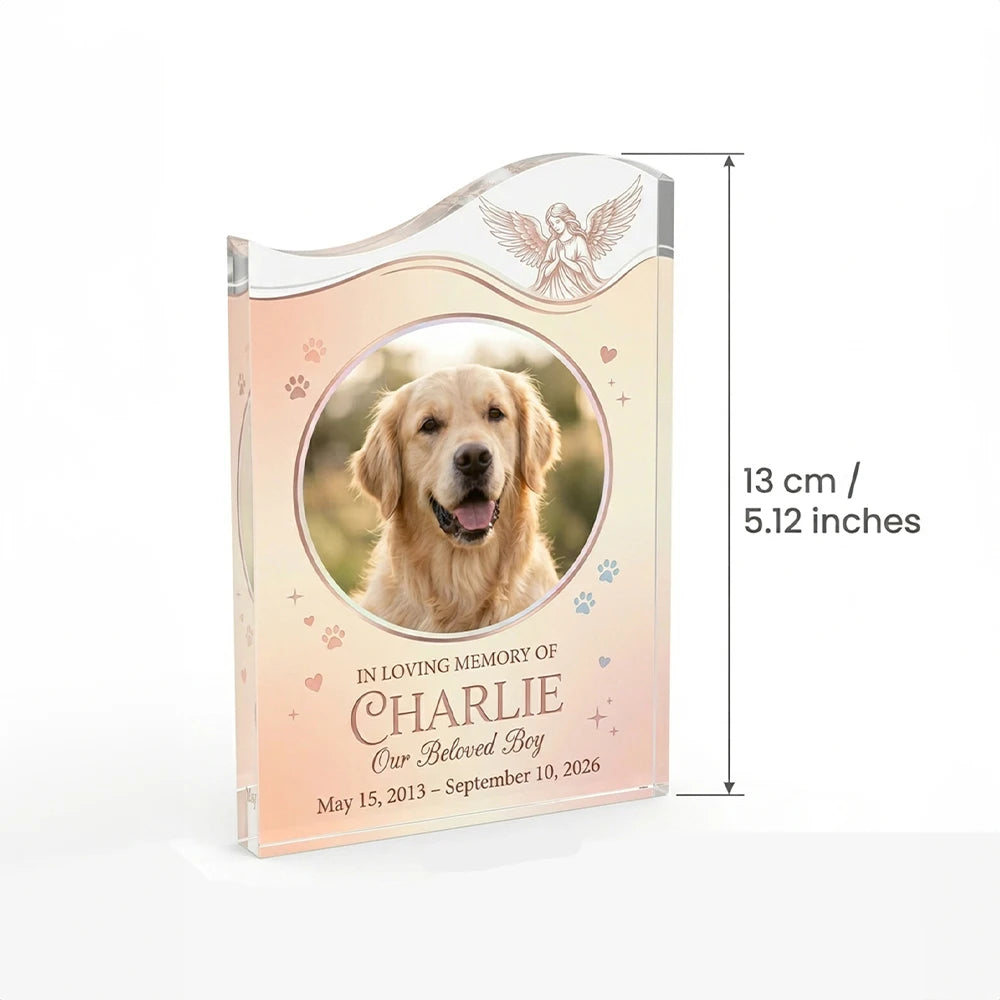 Personalized Custom Pet Memorial Acrylic Sign,Bespoke Photo & Name Engraving,Ethereal Angel Design,Pet Loss Condolence Gift
