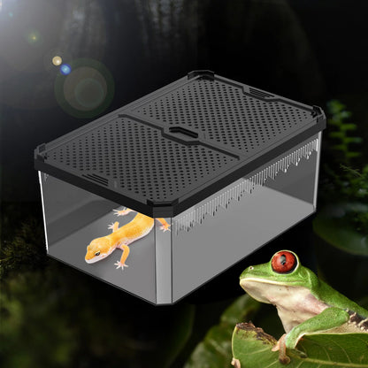 Magnetic Reptile Breeding Box with Sliding Cover Universal Design for Lizards Geckos Horned Frogs Snakes And Spiders