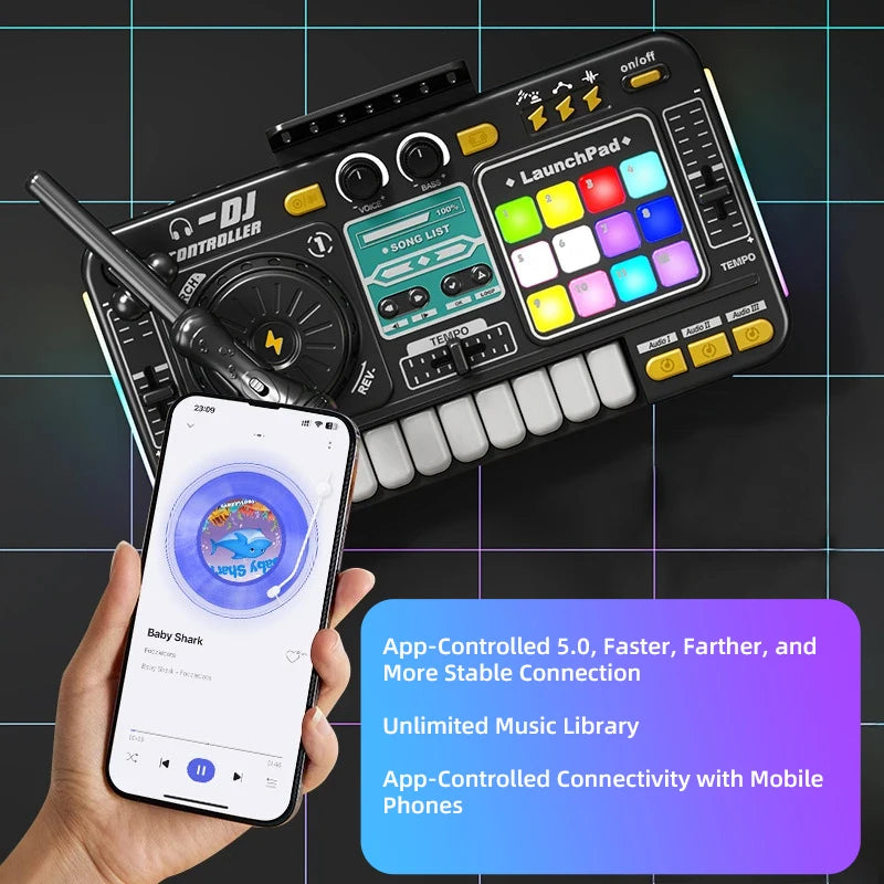 Simulation DJ Mixer Controller Kids Toys Multifunctional Music Effect Children Toy Electronic Musical Instrument Game Birthday Gifts Toys for Boy Girls Chirstmas Gifts Ship From Germany Fast Delivery