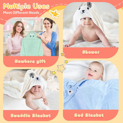 1 Cute Cartoon Animal-Shaped Multifunctional Large Towel for Infants and Toddlers, Made of Soft Coral Fleece Fabric, Polyester Material, Quick-Drying and Water-Absorbent Design, Can Be Used as a Bath Towel, Blanket, or Bathro