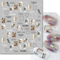 3d Nail Art Decals Elegant White RoyalBlue Roses Flowers Adhesive Sliders Nail Stickers Decoration For Nail Manicure