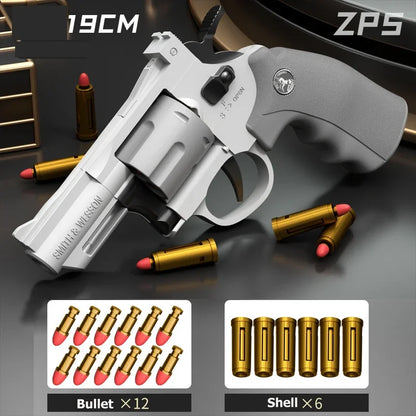 Continuous Fire ZP5 357 Revolver Launcher Toy Gun with Soft Dart Bullets for CS Outdoor Game Fun Gifts for Kids and Adults