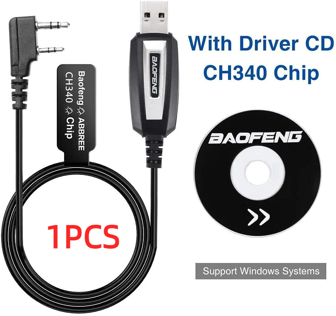 Original Baofeng USB Programming Cable With Driver CD for UV-5R BF-888S 5RH 82 UV 17 21 PRO Quansheng UV-K5 UV-K6 Walkie Talkie