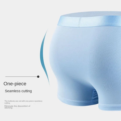 4pcs Boxer Shorts Men's Ice Silk Underwear Cool Underpants Breathable Sexy Thin Panties U Convex Lingerie Wholesale Lots L-6XL