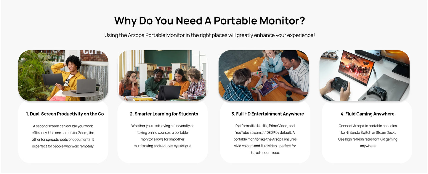 ARZOPA 16.1 inch 2.5k 180HZ External Portable Monitor HDR IPS Screen Second PC Displays for Gaming Working Anytime Anywhere Z3FC