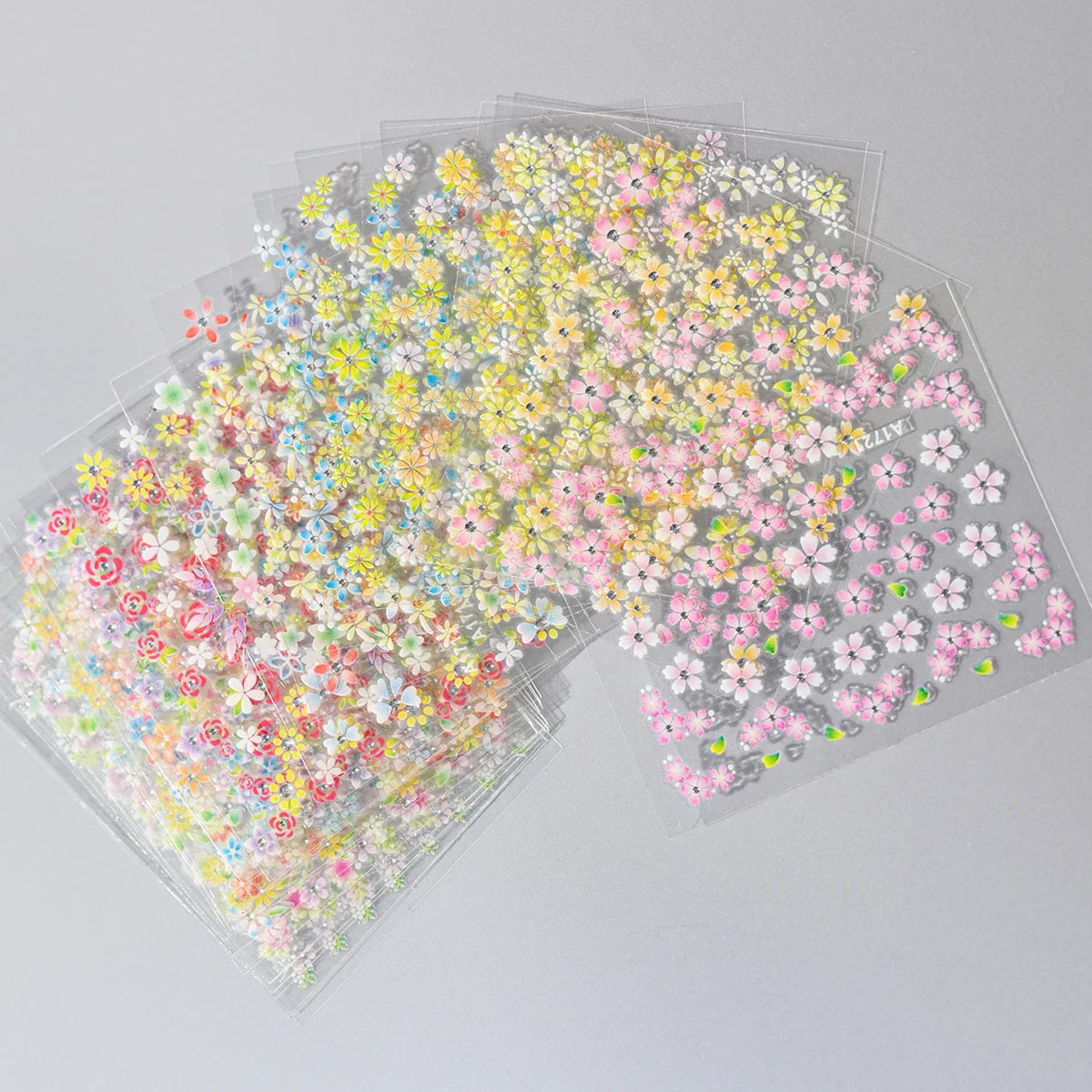 24pcs Flower With Diamond Nail Stickers Set 3D Nail Art Stickers Self-Adhesive Assorted Patterns Blossom Manicure Decoration