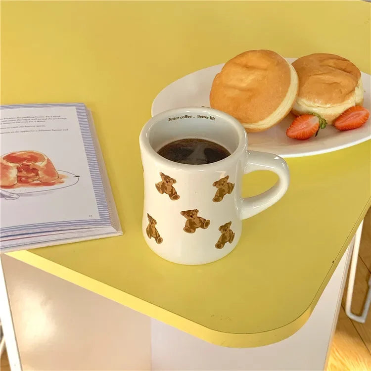 Ceramic Coffee Mug Cartoon Bear Chocolate Bear Mugs Girl Retro Coffee Cup Afternoon Tea Cute Ceramic Mugs Cute Coffee Mug Cup