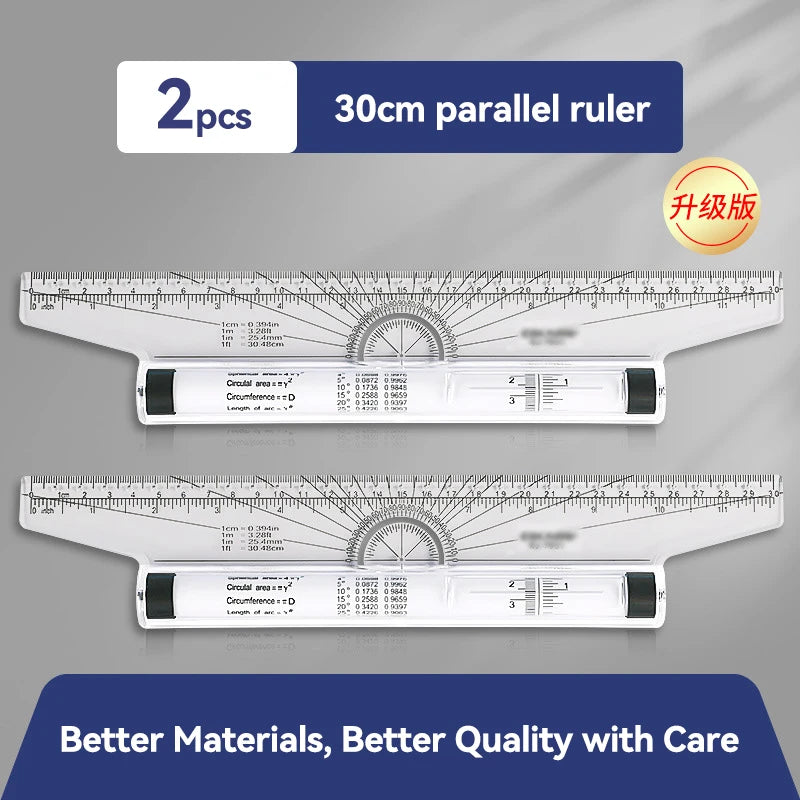 Plastic Ruler Drawing Roller Ruler Parallel 30cm Multi-functional Drawing Design Used for Measurement Drafting Schools Offices