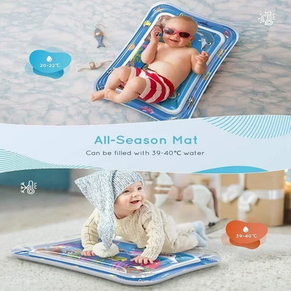 Baby Inflatable Water Play Mat Tummy Time Activity Pad Summer Water Play Mat PVC Early Learning Crawling Exercise Mat for Baby