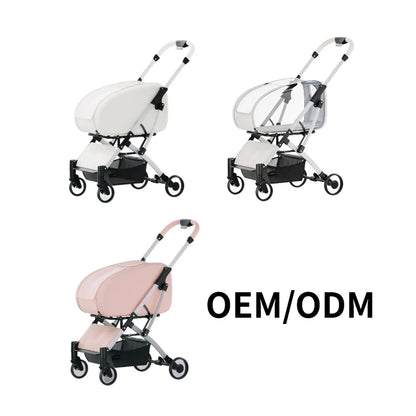 Clear View Foldable Portable Pet Stroller Button Closure Breathable Lightweight Travel Cart Transparent Window For Cats Dogs