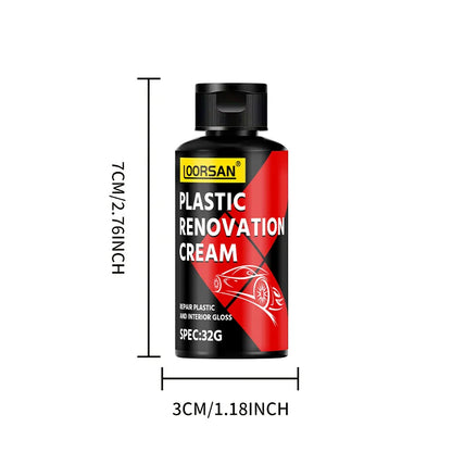 LOORSAN Plastic Renovation Cream 32G Long-Lasting Black Gloss Restorer for Car Tires Bumpers Trim & Interior Plastic Parts