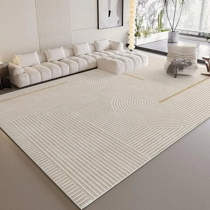 VIKAMA Wabi-Sabi Style Striped Rug Living Room Sofa & Coffee Table Mat Non-Slip & Easy-Care Bedroom & Office Rug Home Decor