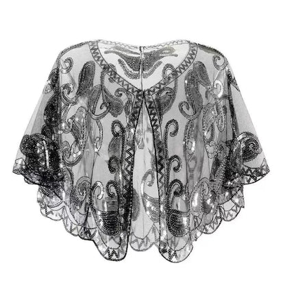 Sequins Coat Poncho Women Scarf Outfits Black Cape Ladies Scarves Party Outerwear Shawls Casaco Wraps Woman Clothes Robe Mujer