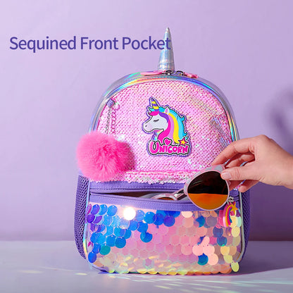 Sunveno Children's Backpack for Girls Pre-School Bag for Kindergarten Elementary - Reversible Sequin,Unicorn ,Lightweight Gift