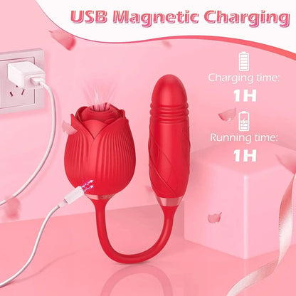 3in1 Thrusting Anal Vibrator Female Rose Sucking Clitoris Stimulator Dildo Licking Vagin Massager Masturbator Sex Toys for Women