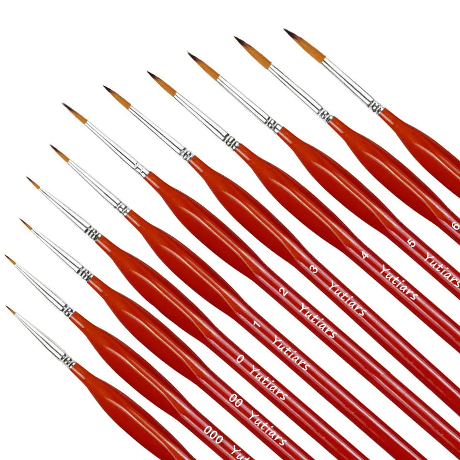 10/11pcs Miniature Paint Brushes, Detail Tip Paint Brushes Set With Ergonomic Handle - Suitable For Acrylic Painting, Oil, Wat