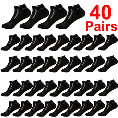 Men's Anti-Slip Boat Socks-5Pair Block Print Ankle Socks for Business & Sports, Breathable Sweat Resistant Anti-odor Comfortable
