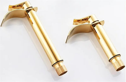 Basin Faucet Gold and White Waterfall Faucet Brass Bathroom Faucet Bathroom Basin Faucet Mixer Tap Hot and Cold Sink Faucet