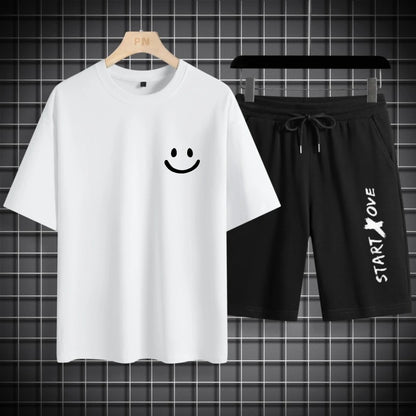 Trendy Suits for Men Men's Summer Shorts Set Gym Outfit Student Short Sleeve Tee 2 Piece Set Tracksuits Men Casual Men Clothing