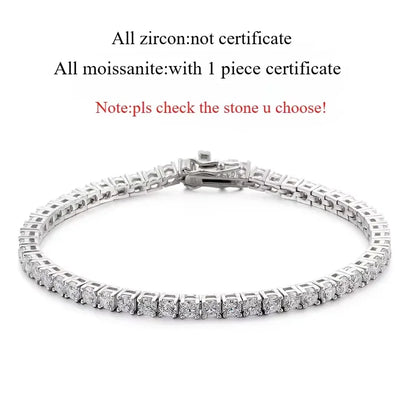 Smyoue 18k Gold Plated Moissanite Tennis Bracelet for Women 3/4/5mm Classic 925 Sterling Silver Certified Bracelet for Men Chain