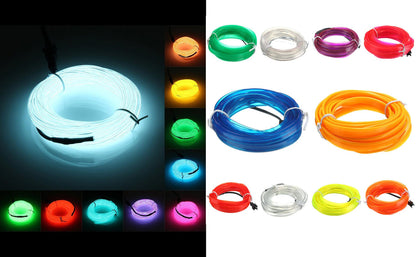 5M Car Interior Led Strip Light Neon EL Wiring Decorative Lamp For Auto DIY Flexible Ambient Light USB Party Atmosphere Diode