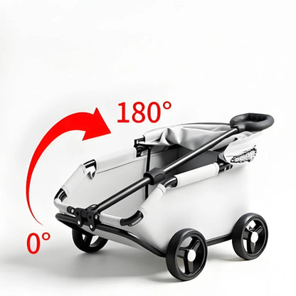 Foldable Pet Stroller Telescoping Handle Lightweight Pet Stroller Rolling Carrier Canopy Transport Body