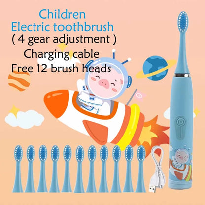 Kids Sonic Electric Toothbrush Rechargeable Smart Timer Colorful Cartoon Teeth Whitening Portable USB Charging  Tooth Brush