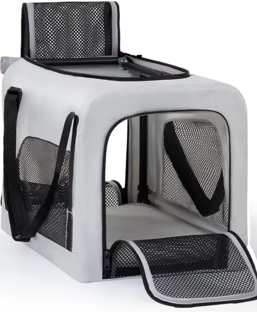 Outdoor Pet Travel Trolley Cart Universal Wheel Stroller Wheeled Box Removable Folding Dog Cat Carrier Bag Large Capacity Safe