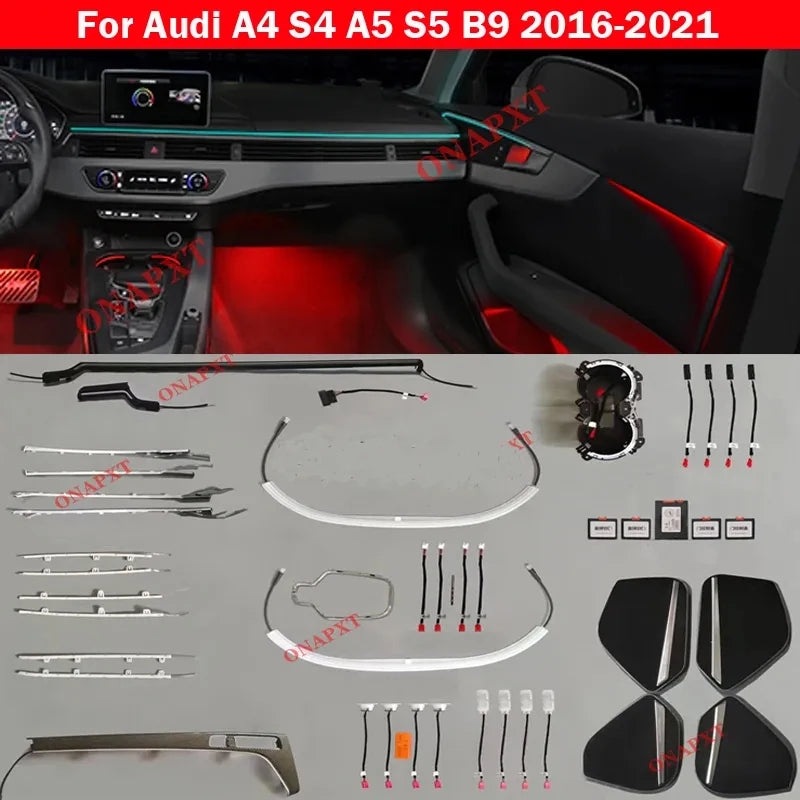 LED For Audi A4 S4 A5 S5 B9 2016-2023 Center Console Dashboard Ambient Light Strip Decorative Cover Lift Tweeter Speaker Lamp