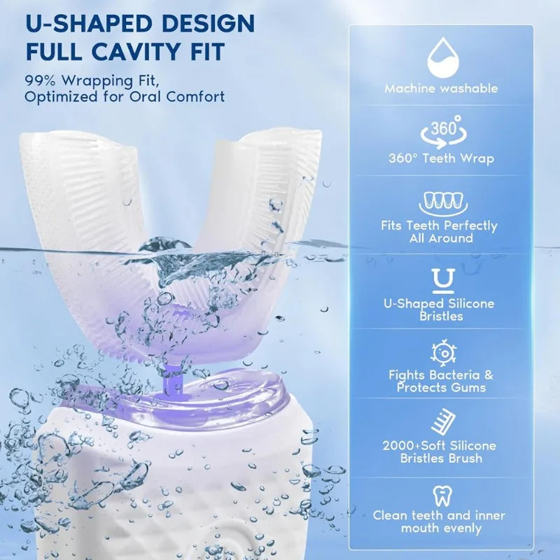 U-shaped Ultrasonic Electric Toothbrush 3 Modes Silicone Automatic Teeth Whitening Oral Care