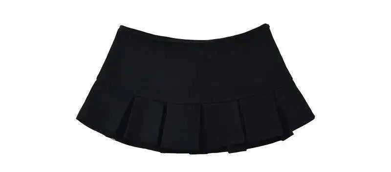 Fabric Y2K Mini Skirt Women Low Waist Wide Pleat Light Grey Sexy Vintage A-line Pleated Skirt Casual Skort Summer