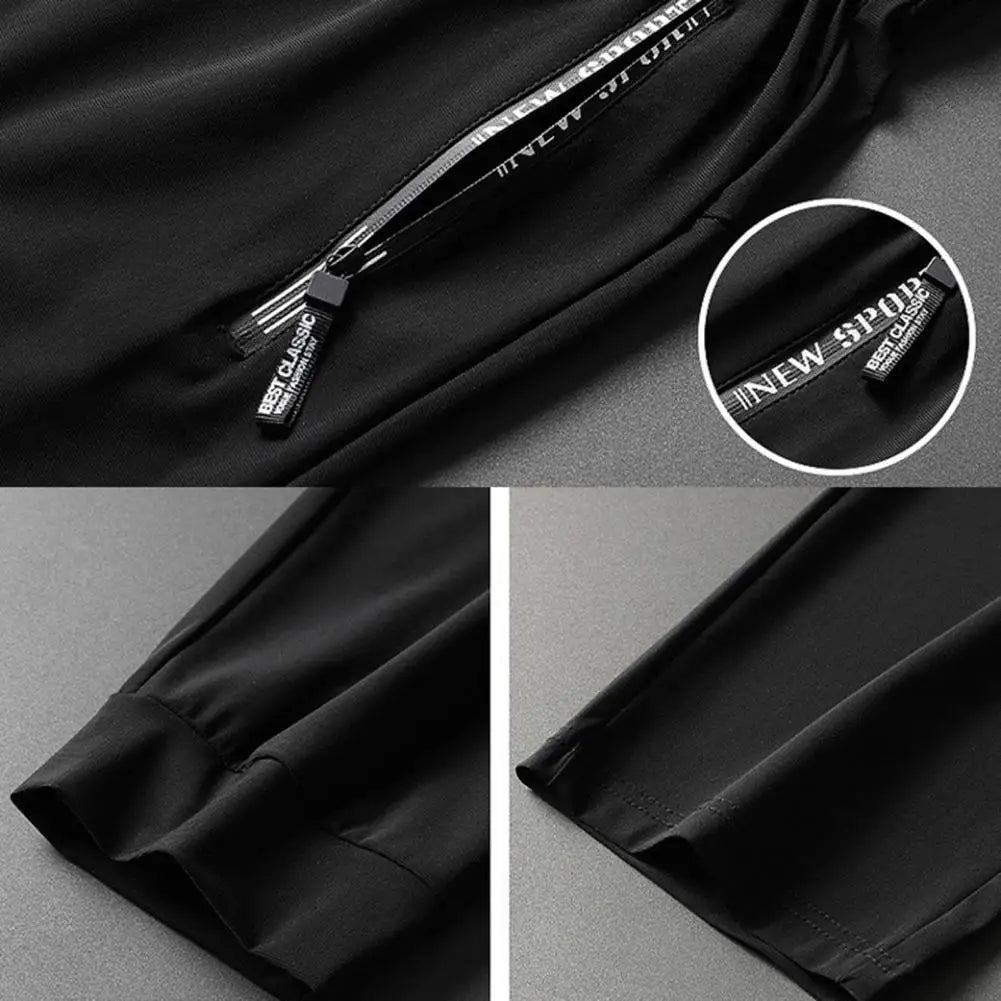 Men's Summer Ice Silk Pants Mesh Quick drying Ankle-banded Breathable Casual Thin Pants Loose Elastic Pants Sports Trousers