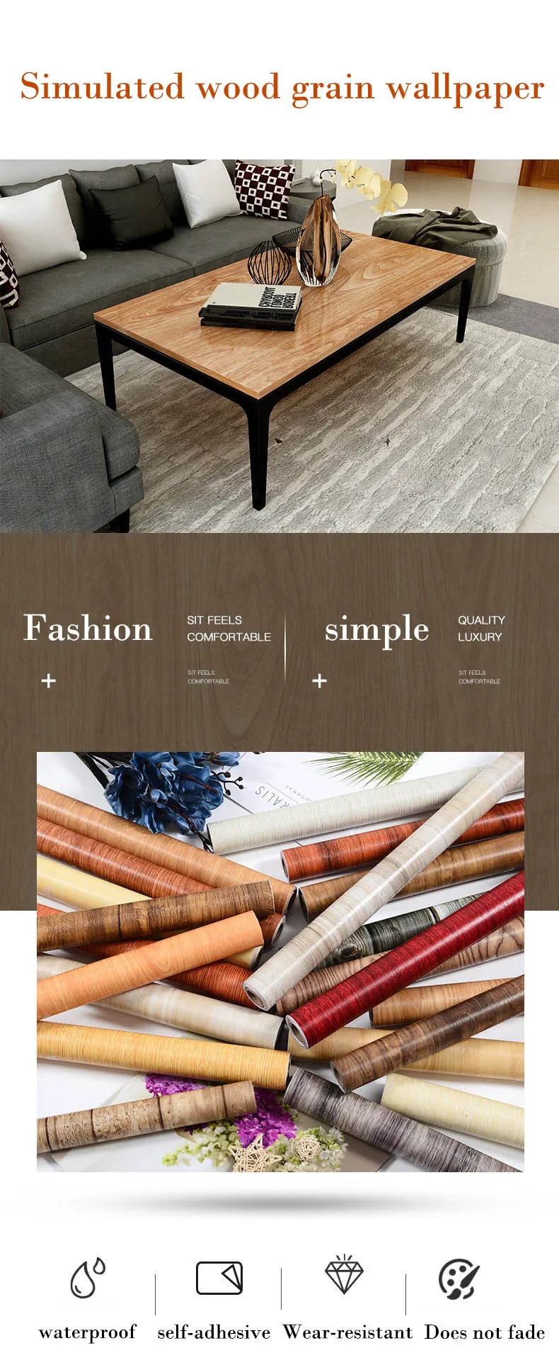 45CM DIY Grid Background Wall Self-adhesive Bedroom Living Room Waterproof Wall Sticker Self-adhesive Wallpaper Home Decoration